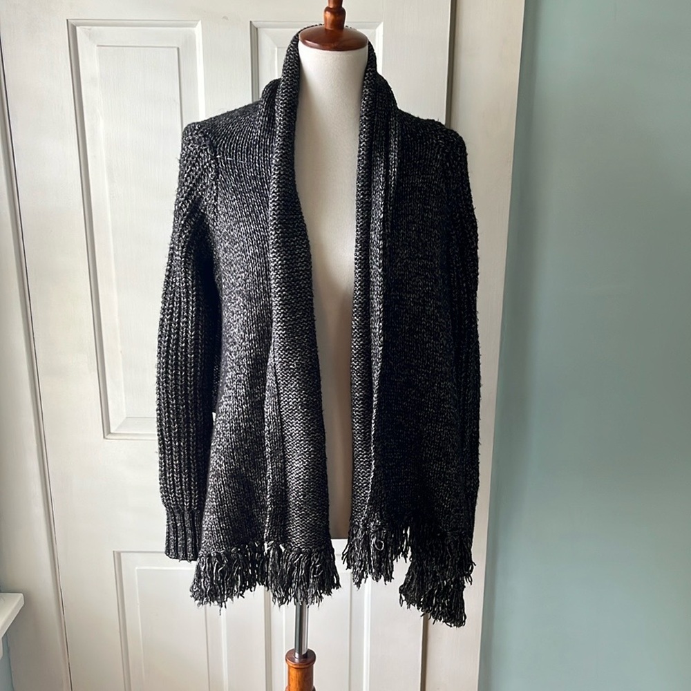 Victoria's Secret Charcoal Knit Open Cardigan w/ Fringe XS